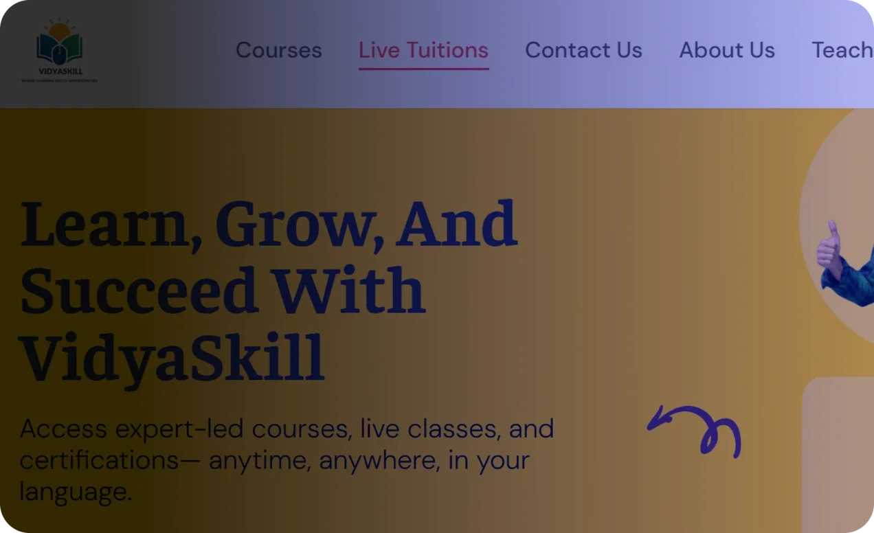 VidyaSkill online learning platform course dashboard
