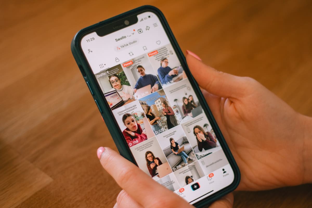 A shopper scrolling through a short-video feed on a phone